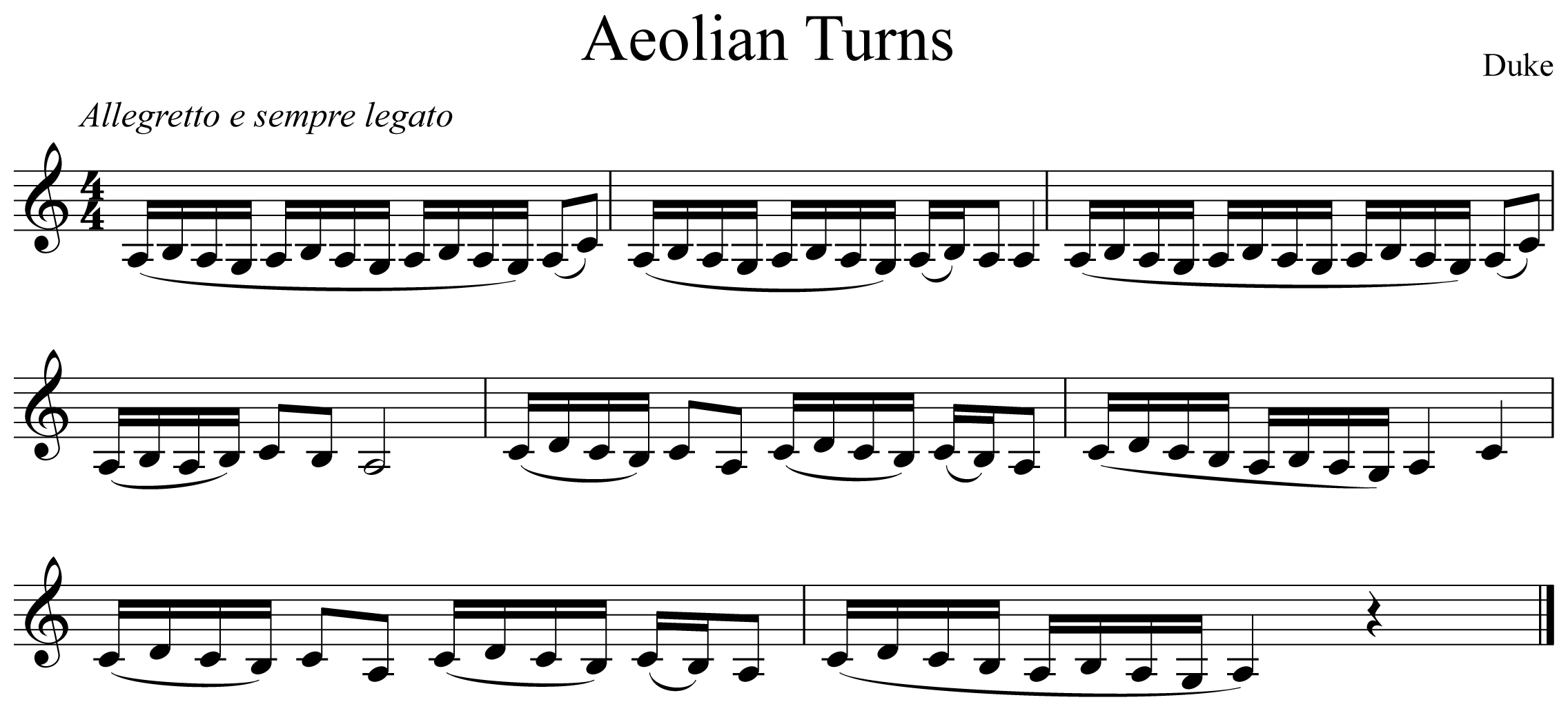 Aeolian Turns Notation Clarinet