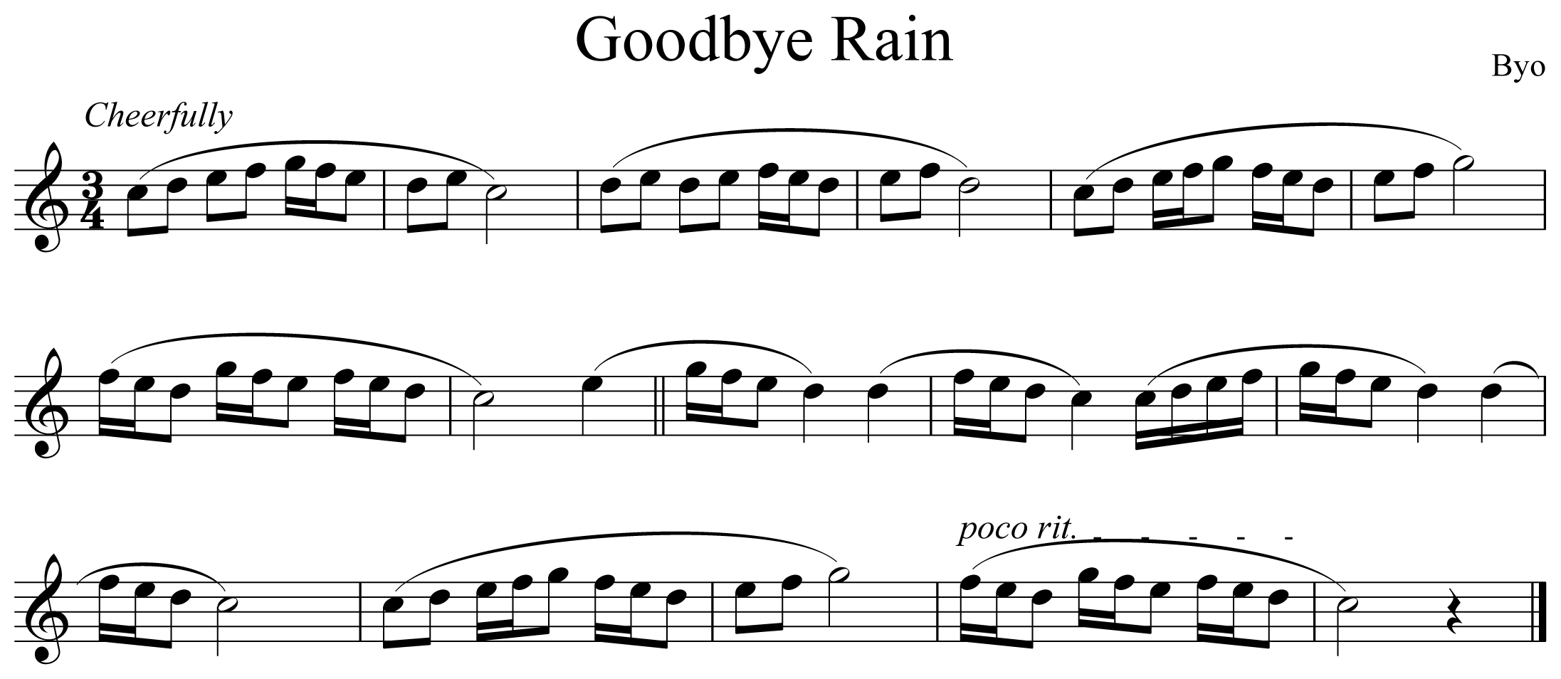 Goodbye Rain Notation Clarinet