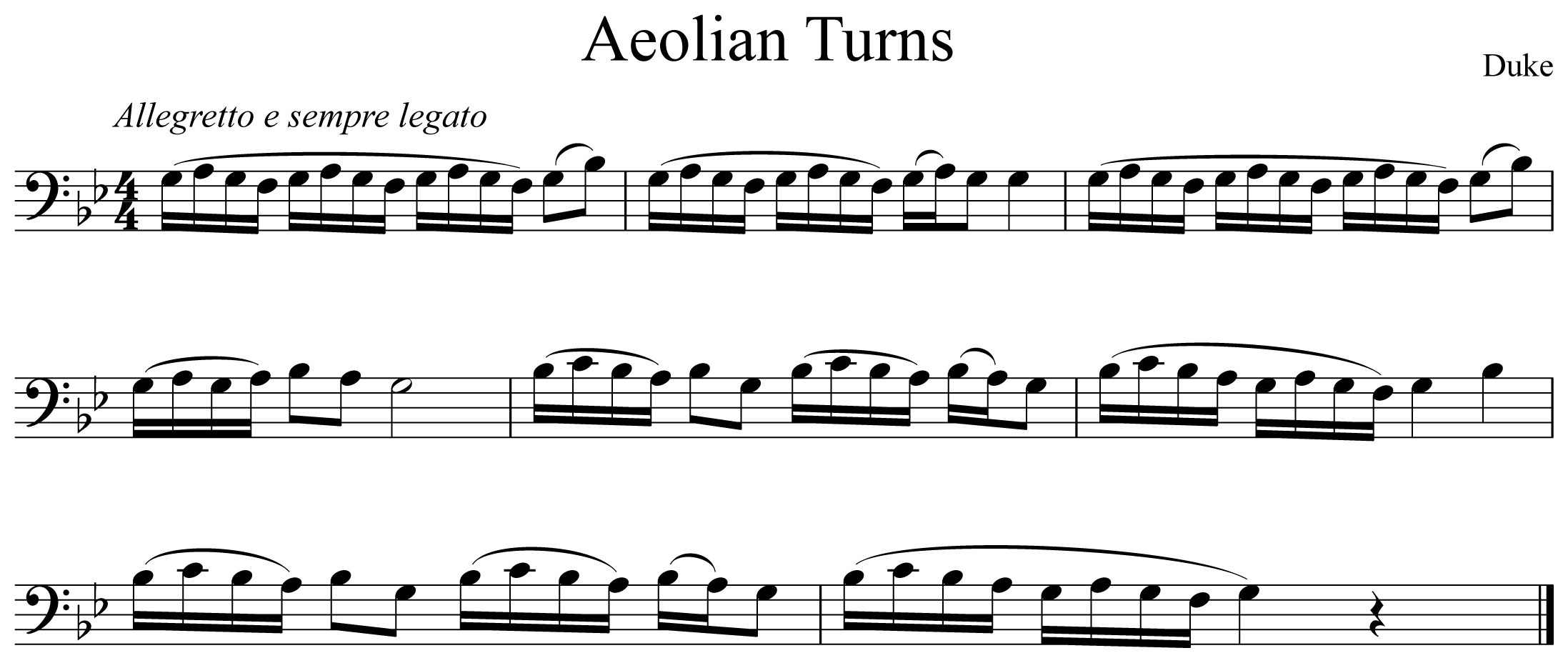 Aeolian Turns Notation Euphonium