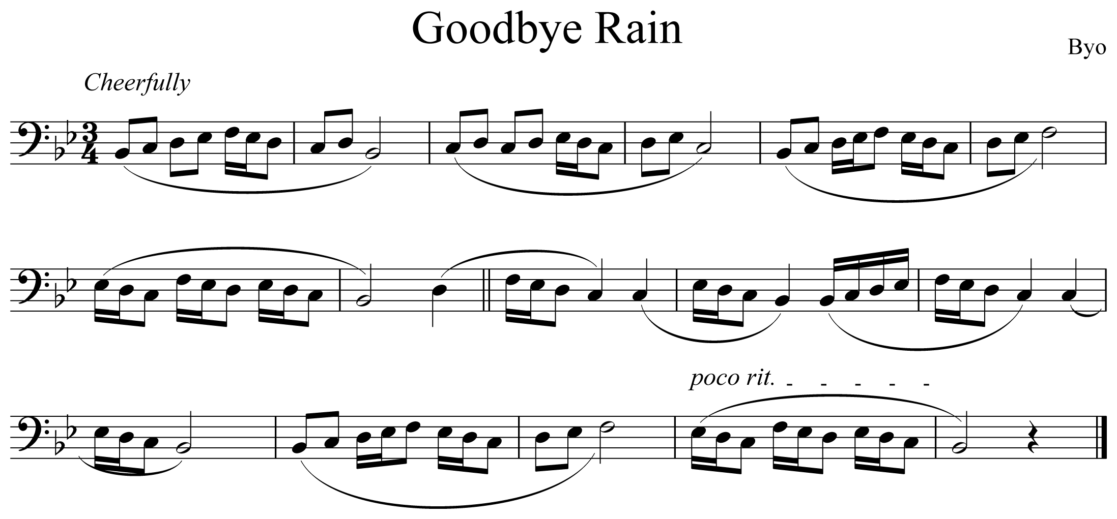Goodbye Rain Notation Euphonium