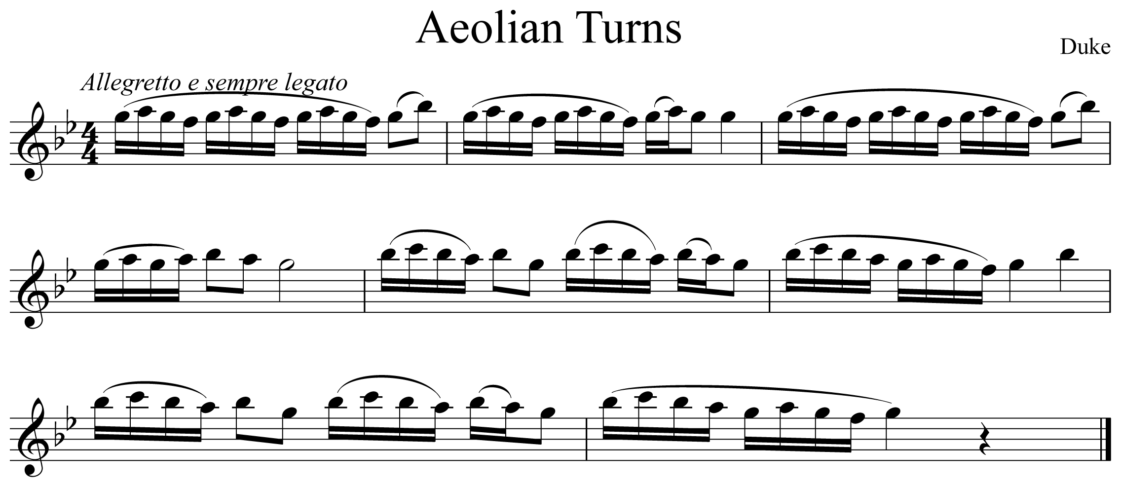 Aeolian Turns Notation Flute