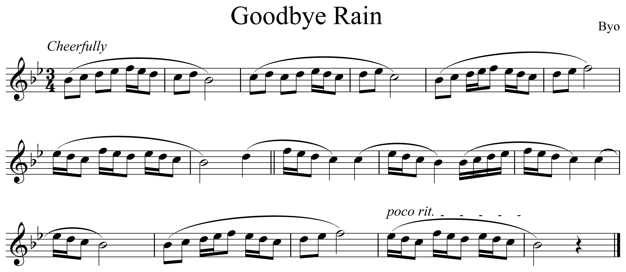 Goodbye Rain Notation Flute