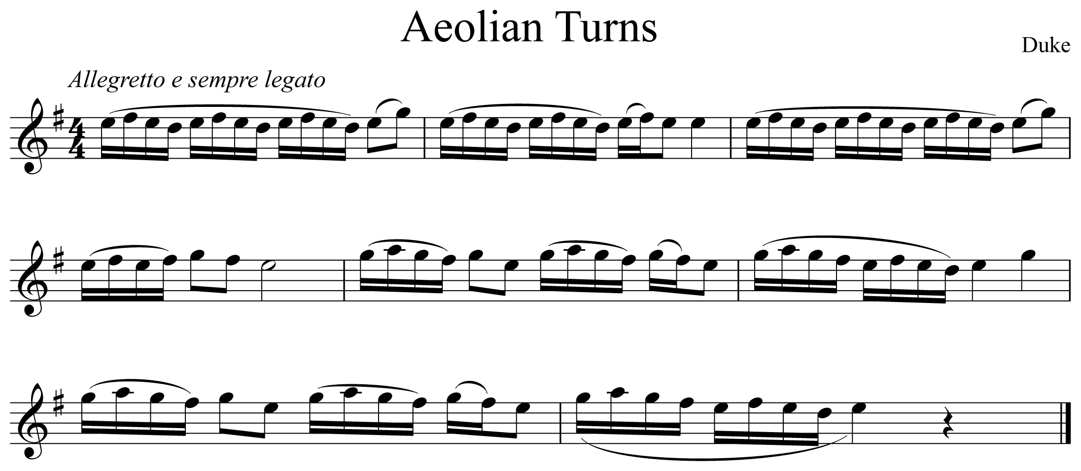Aeolian Turns Notation Saxophone