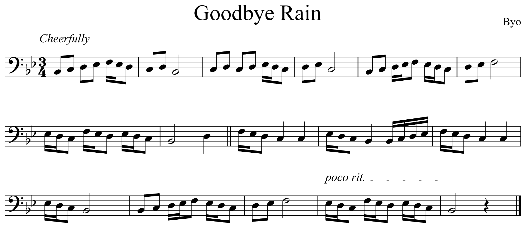 Goodbye Rain Notation Trombone