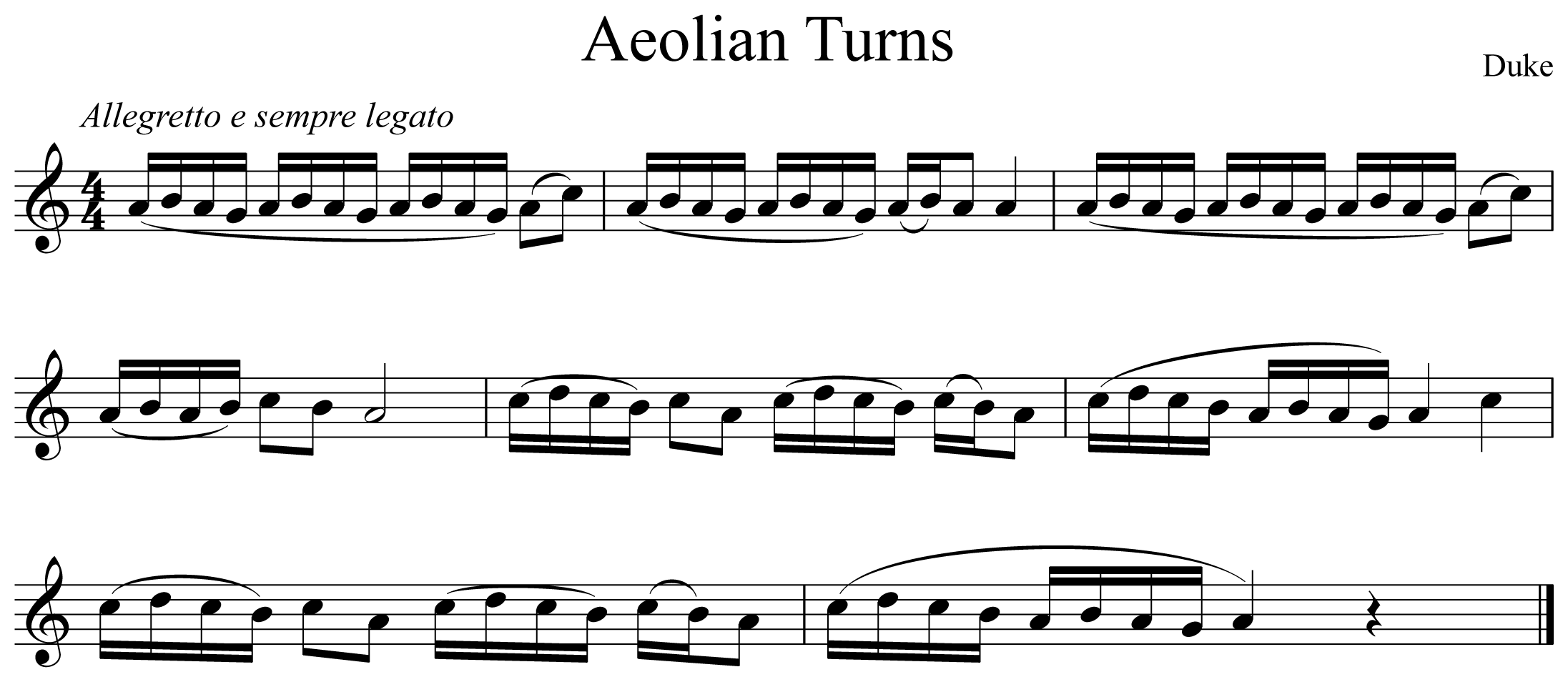 Aeolian Turns Notation Trumpet