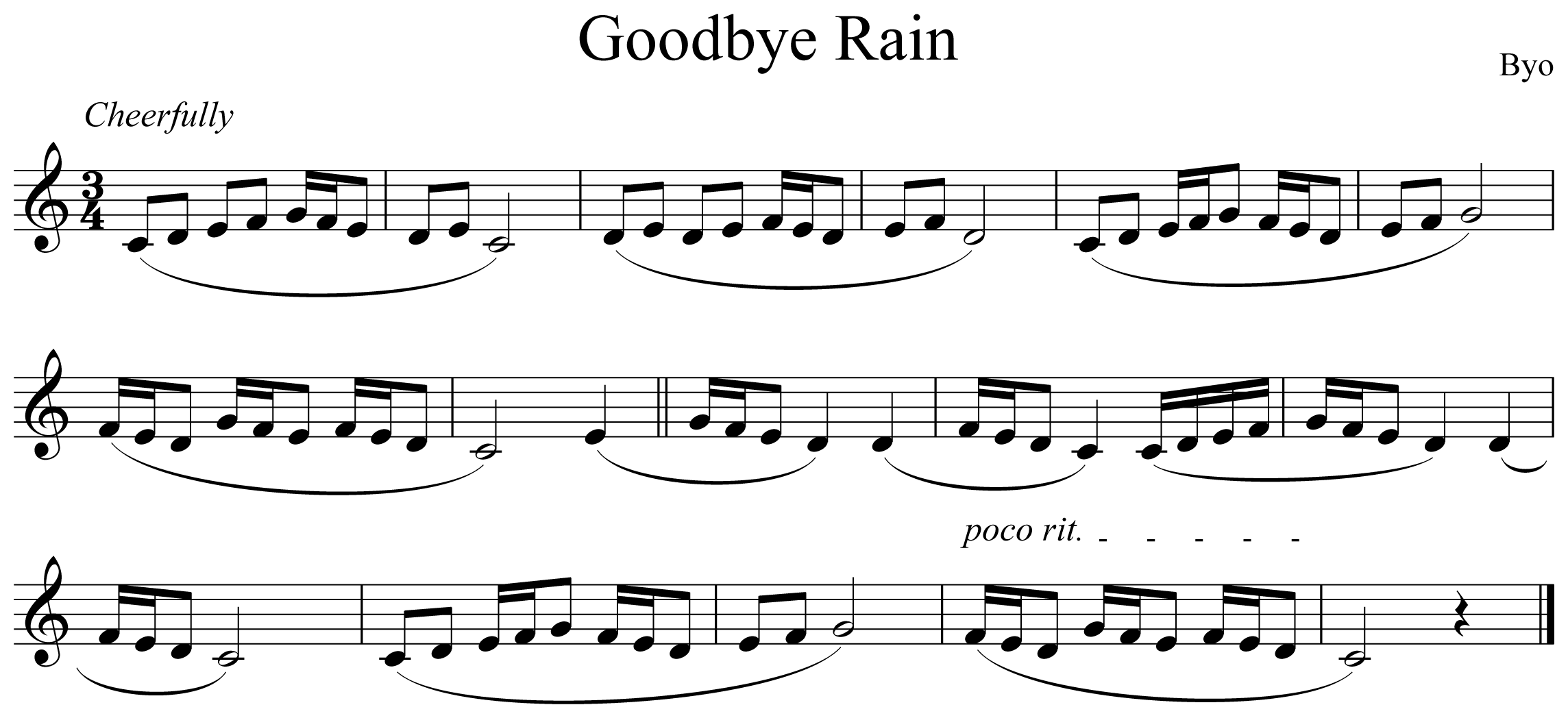 Goodbye Rain Notation Trumpet
