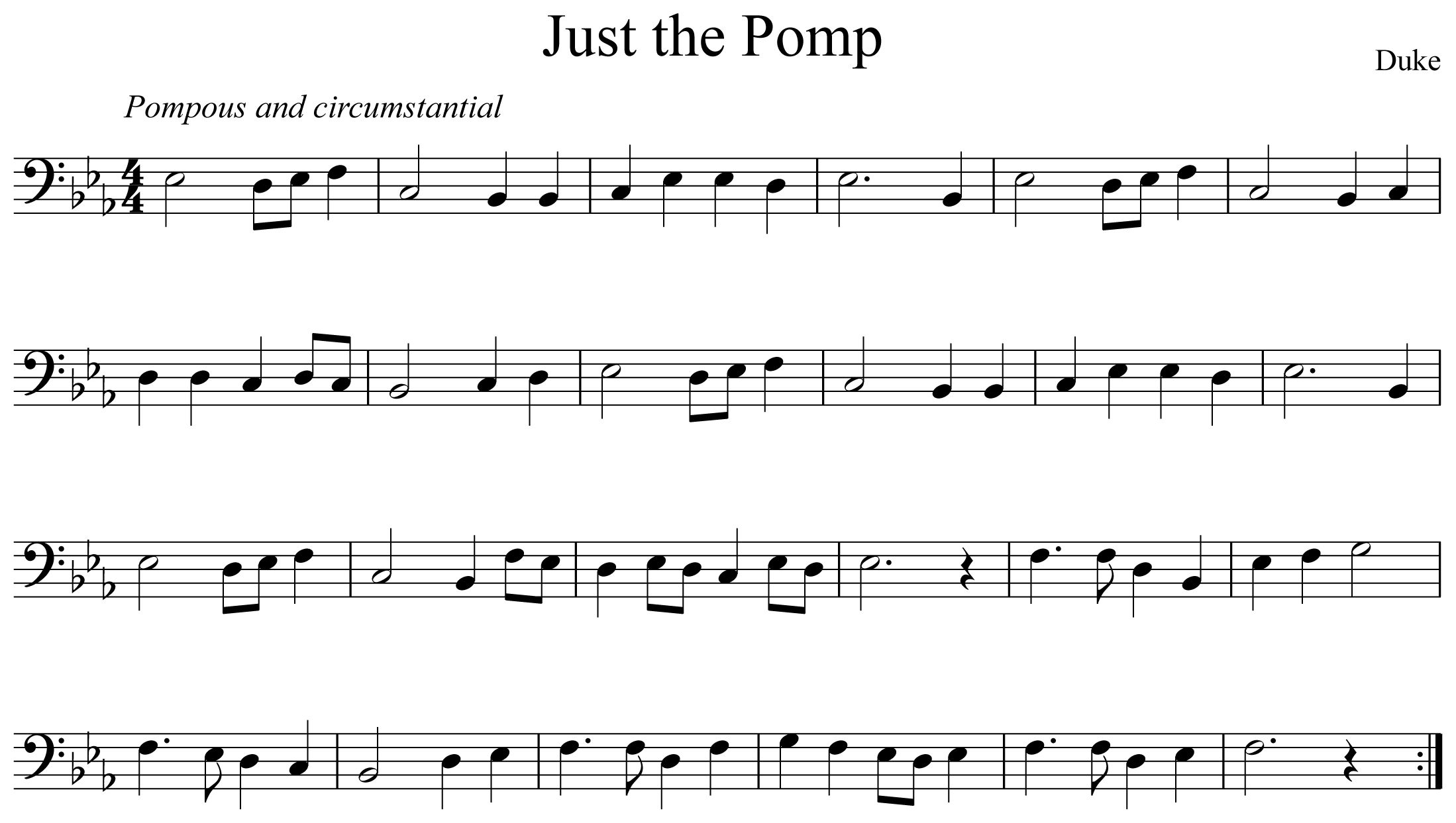 Just the Pomp Notation Euphonium