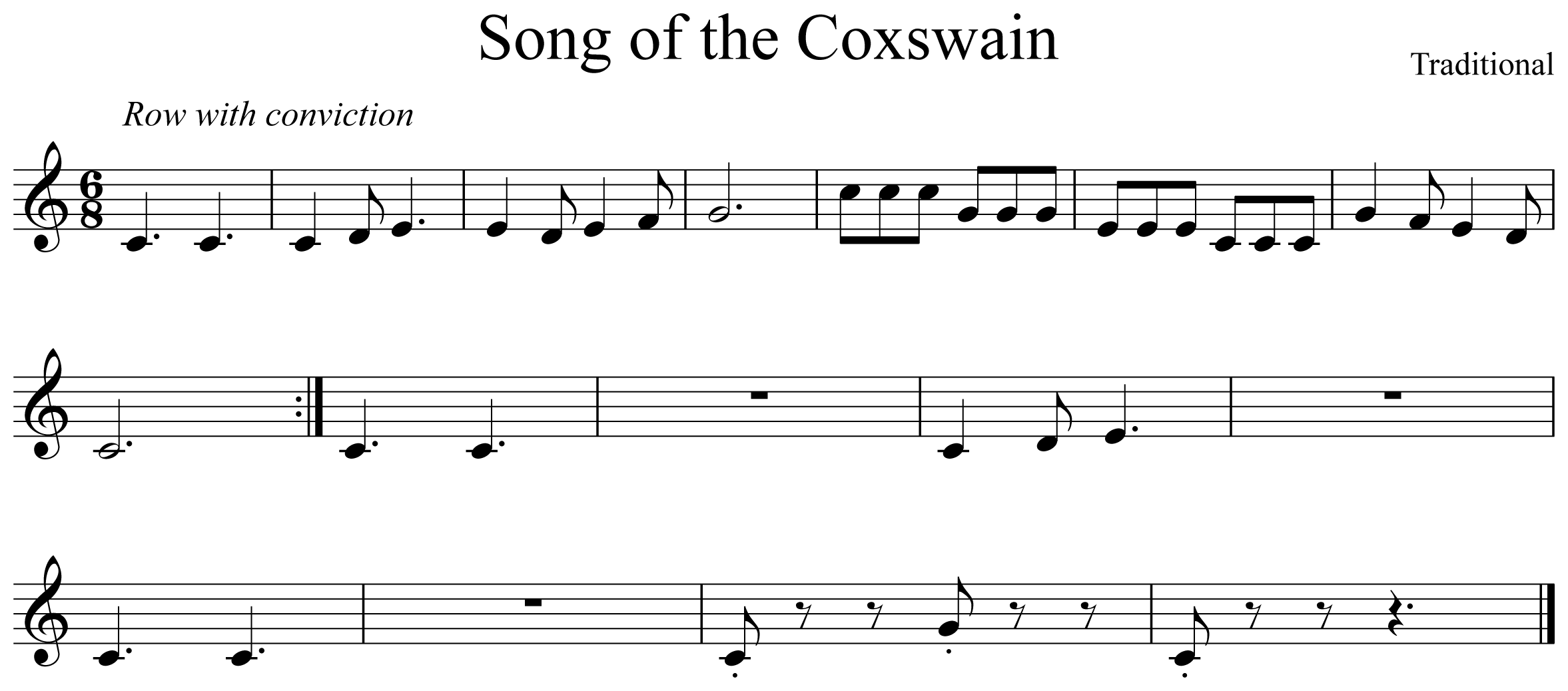 Song of the Coxswain Notation Clarinet