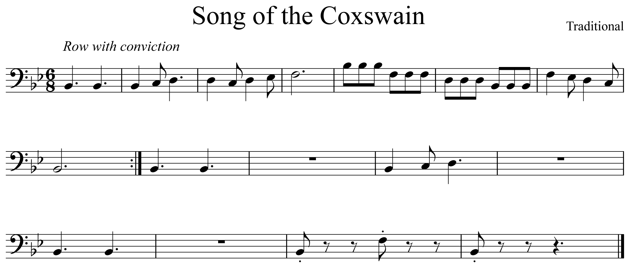 Song of the Coxswain Notation Euphonium