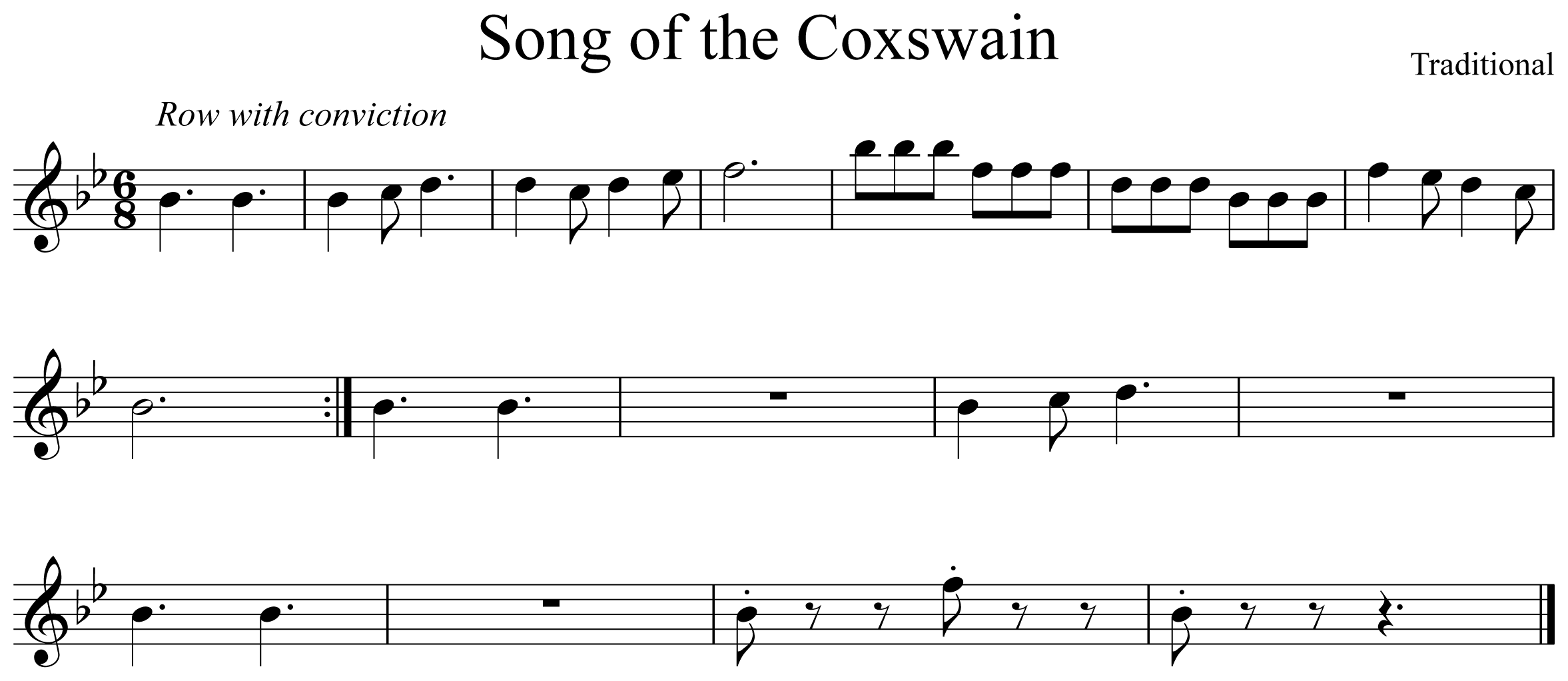 Song of the Coxswain Notation Flute