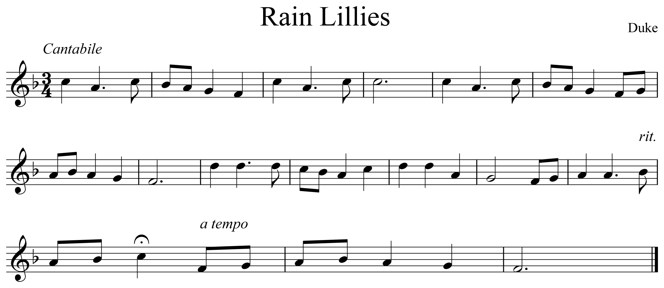 Rain Lillies Notation Clarinet