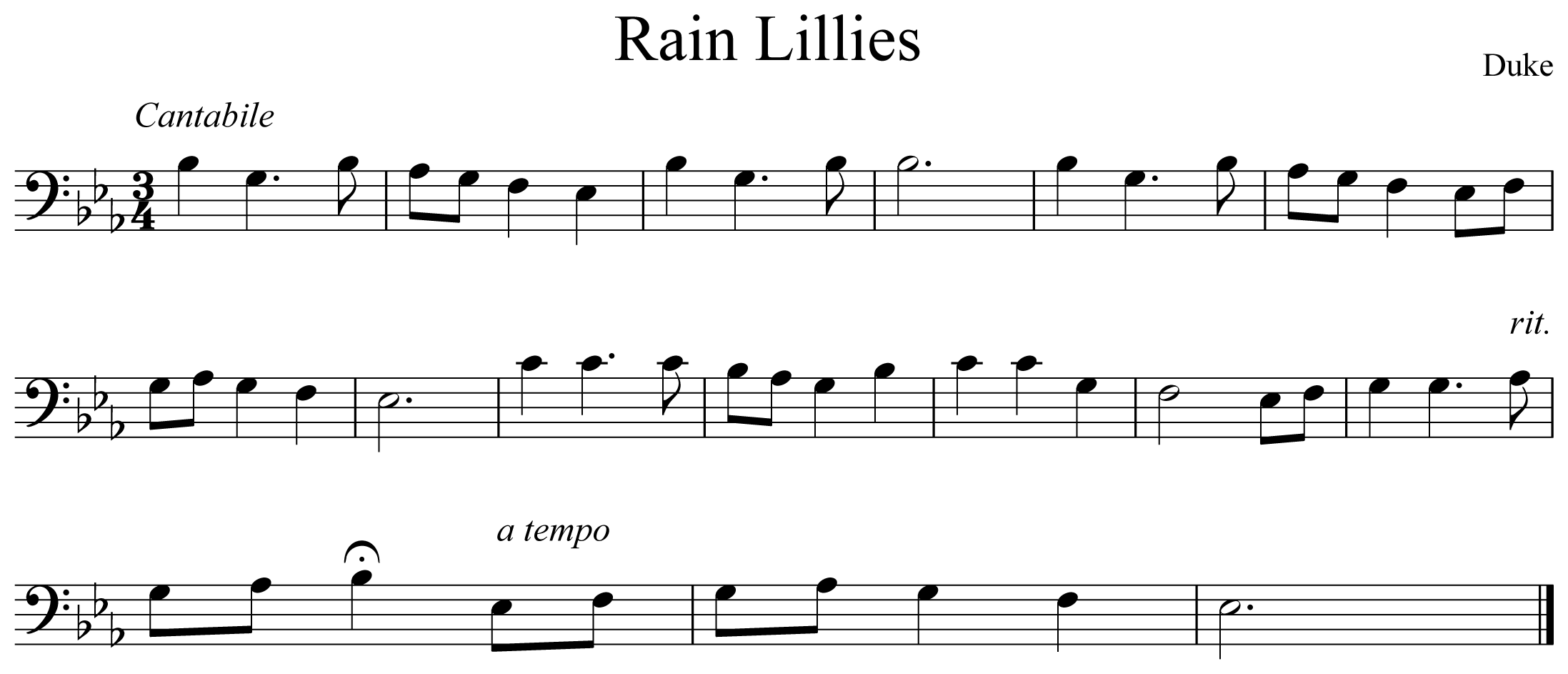 Rain Lillies Notation Euphonium