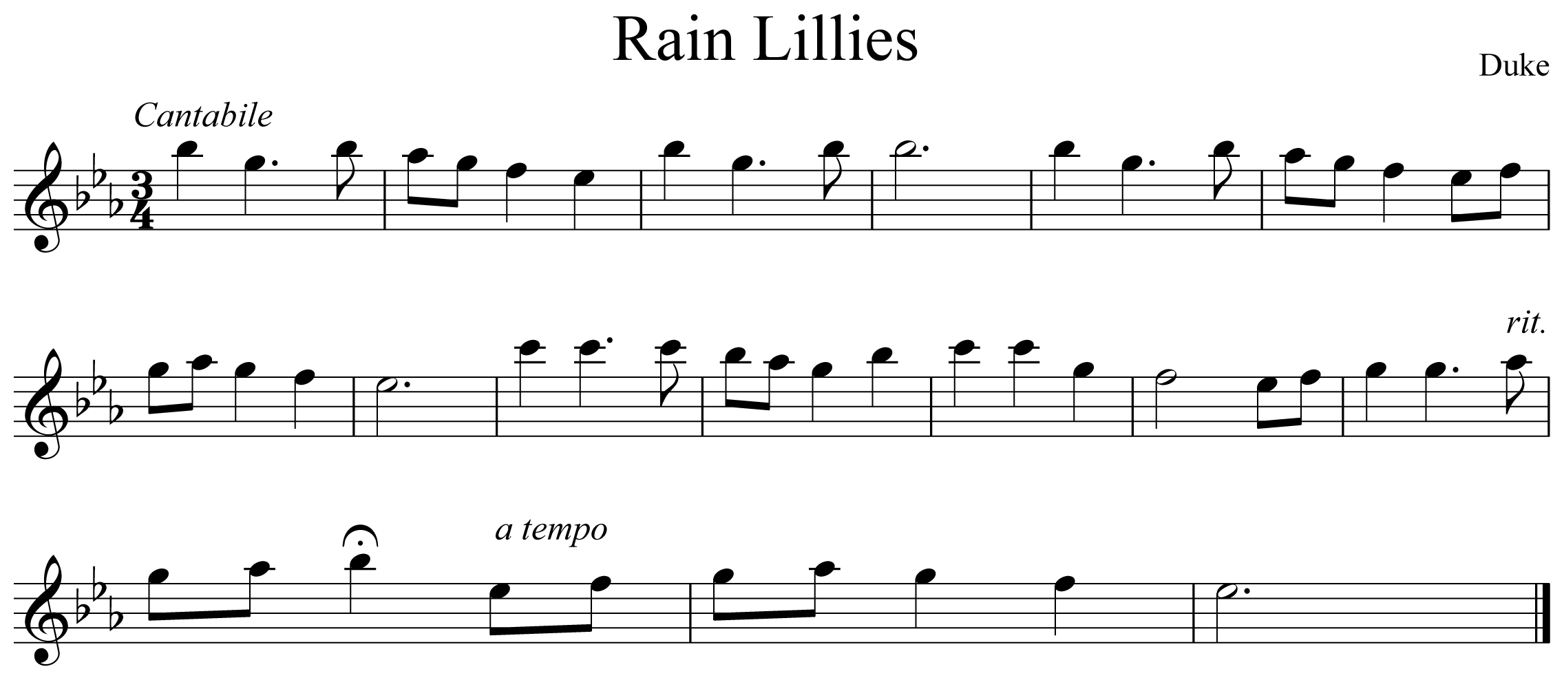 Rain Lillies Notation Flute