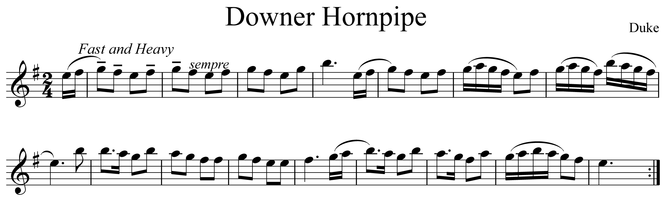 Downer Hornpipe Notation Clarinet