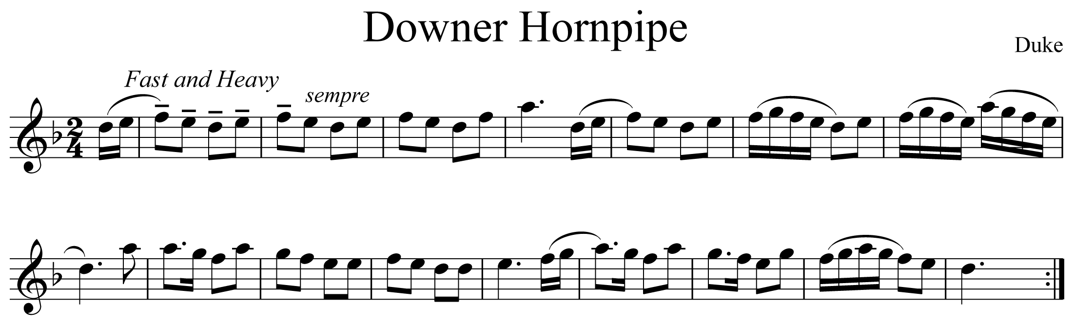 Downer Hornpipe Notation 