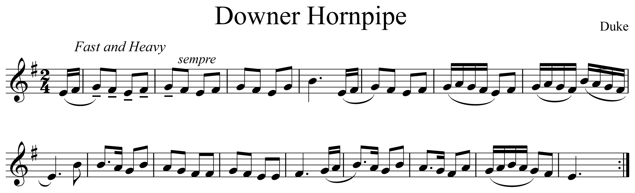 Downer Hornpipe Notation Trumpet