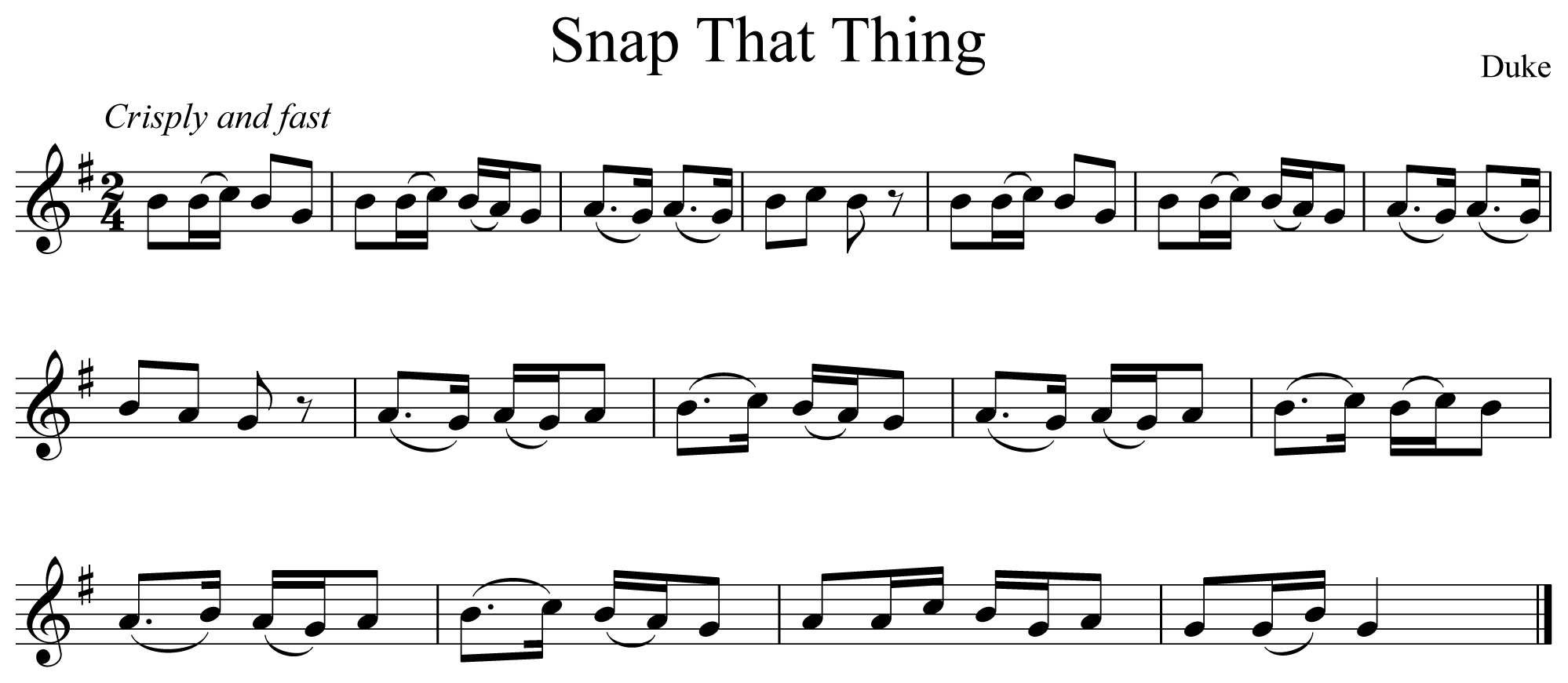 Snap That Thing Notation Clarinet