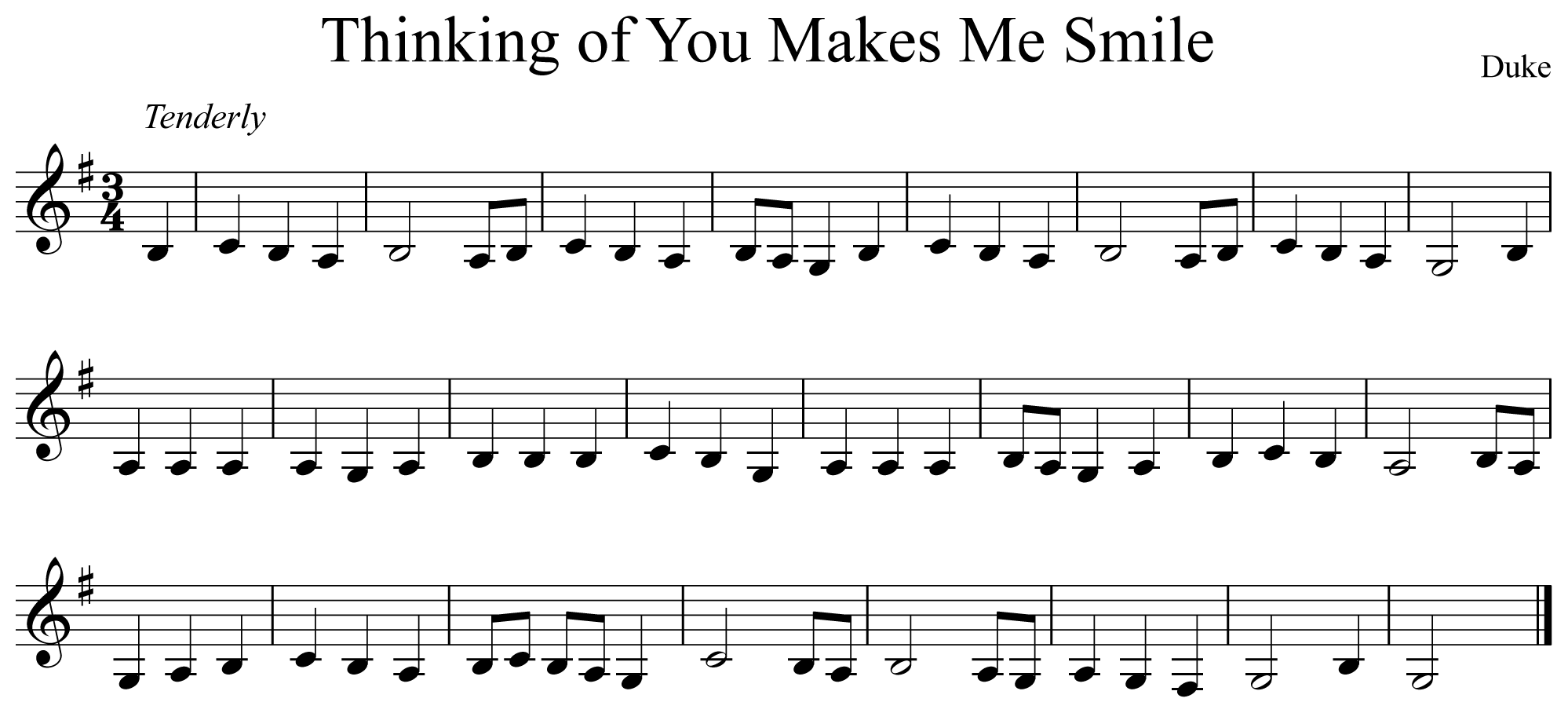 Thinking of You Makes Me Smile Notation Clarinet