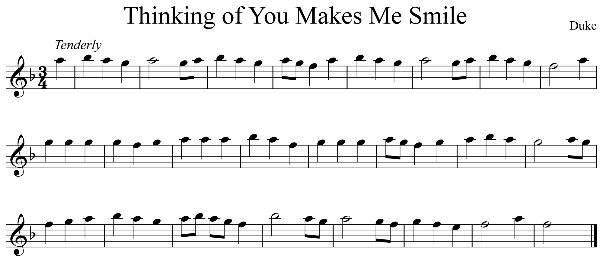 Thinking of You Makes Me Smile Notation Flute