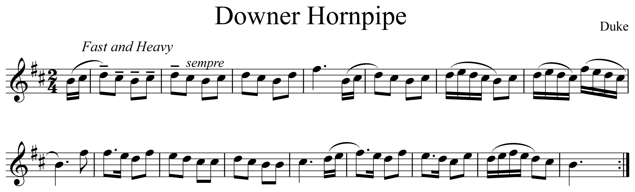 Downer Hornpipe Notation Saxophone
