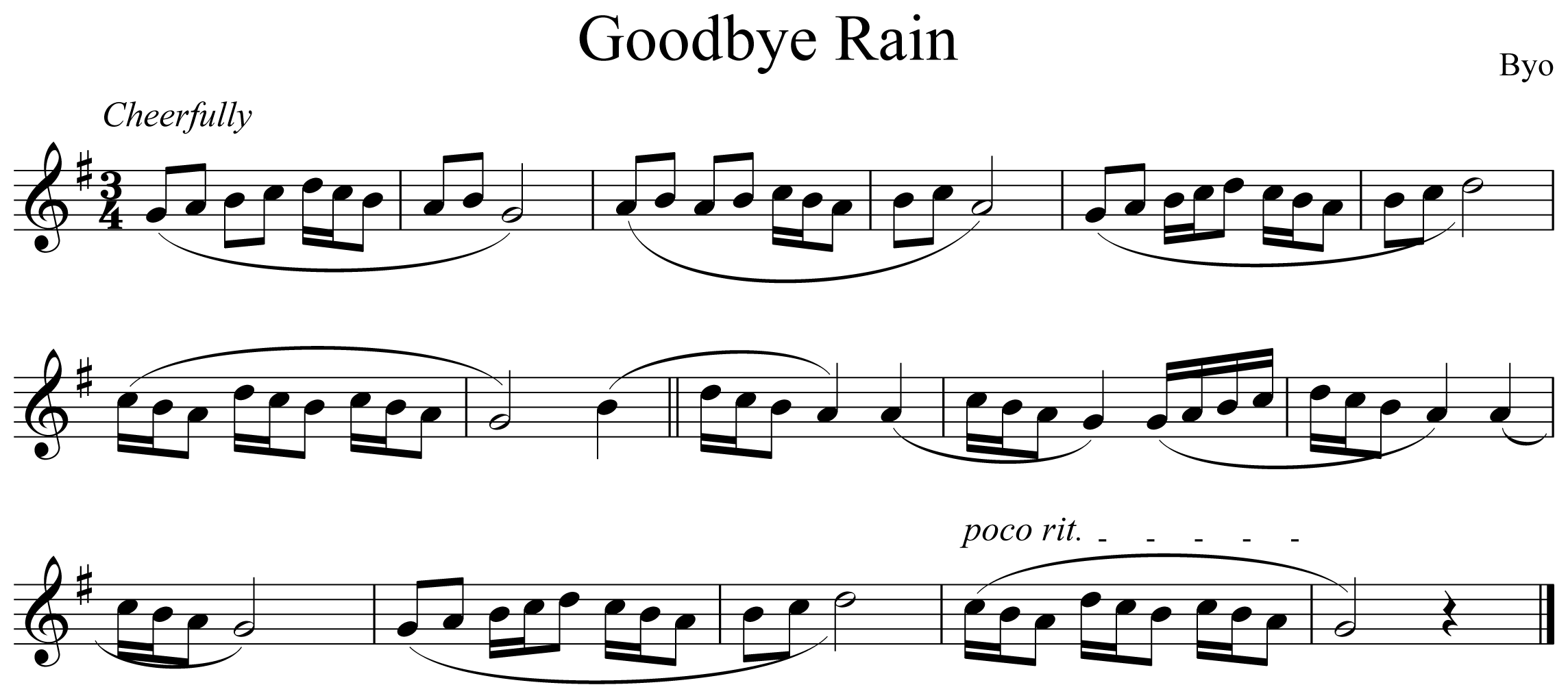Goodbye Rain Notation Saxophone