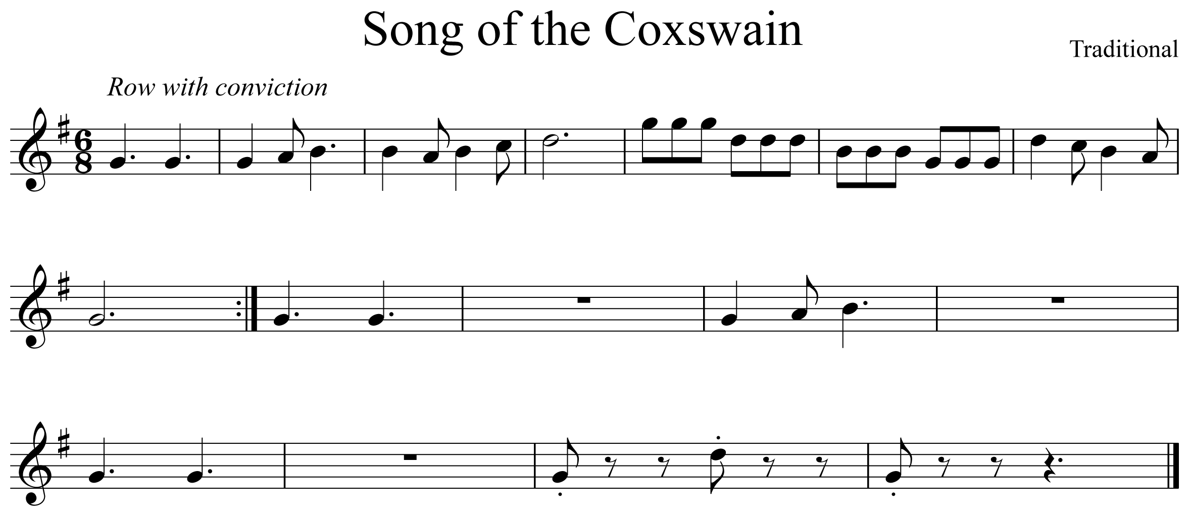 Song of the Coxswain Notation Saxophone