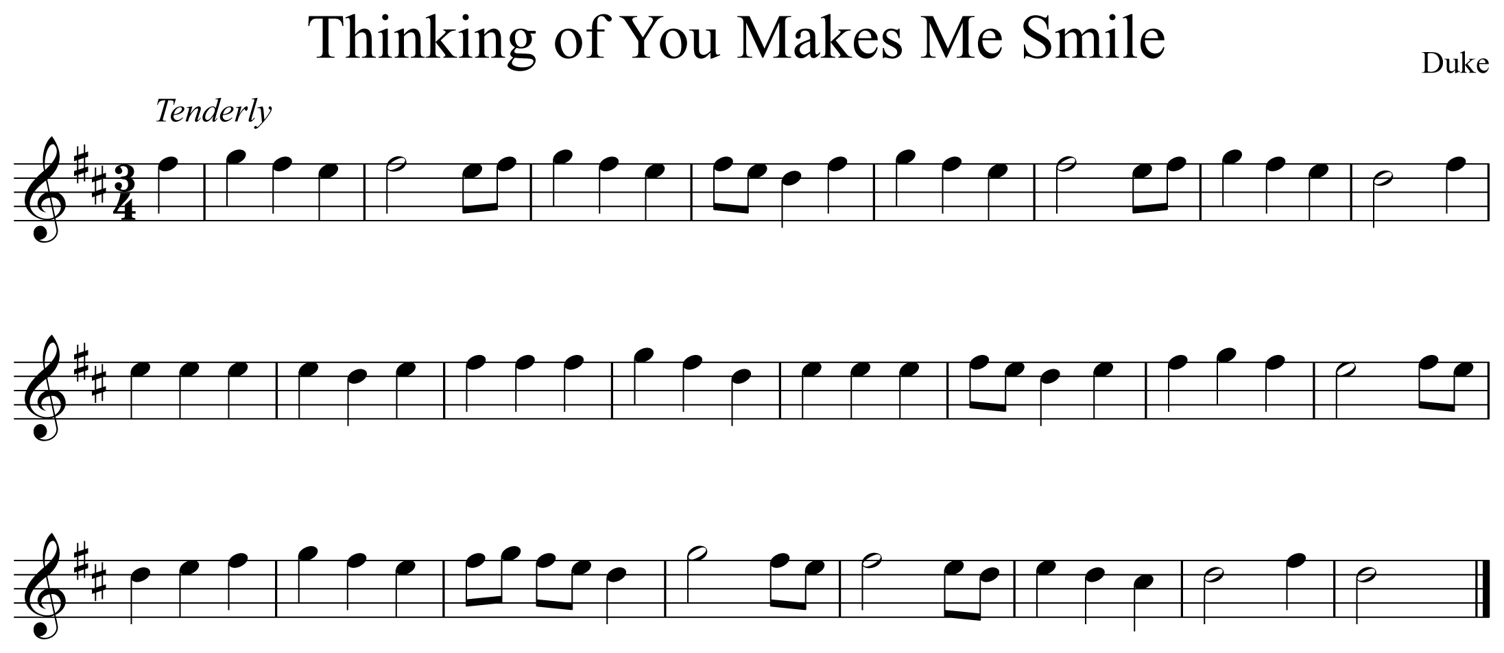 Thinking of You Makes Me Smile Notation Saxohpone