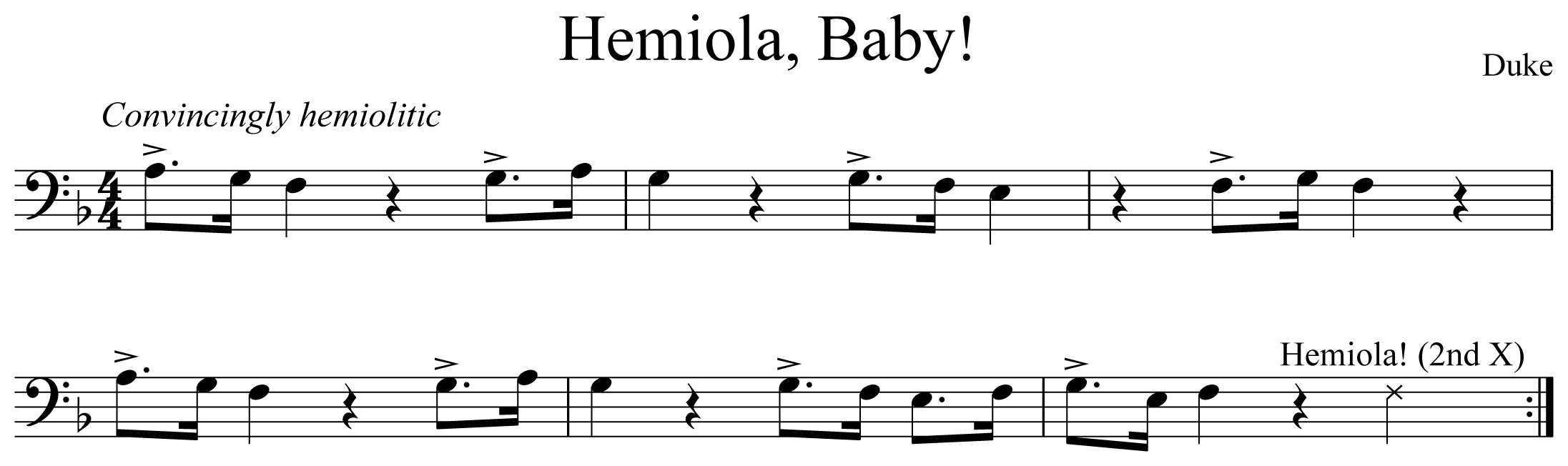 Hemiola, Baby! Notation Trombone