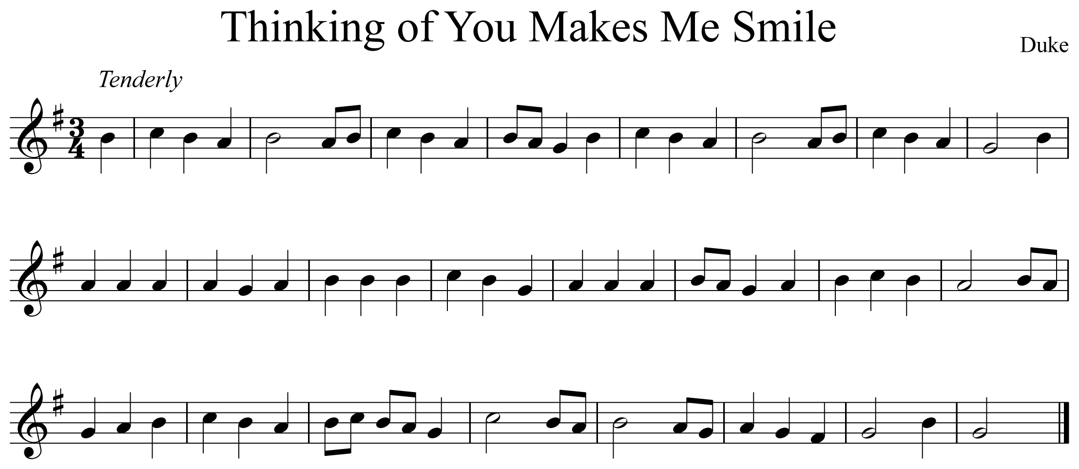 Thinking of You Makes Me Smile Notation Trumpet