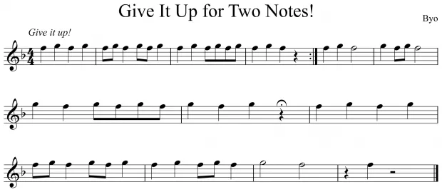 Give it Up for Two Notes Music Notation Flute