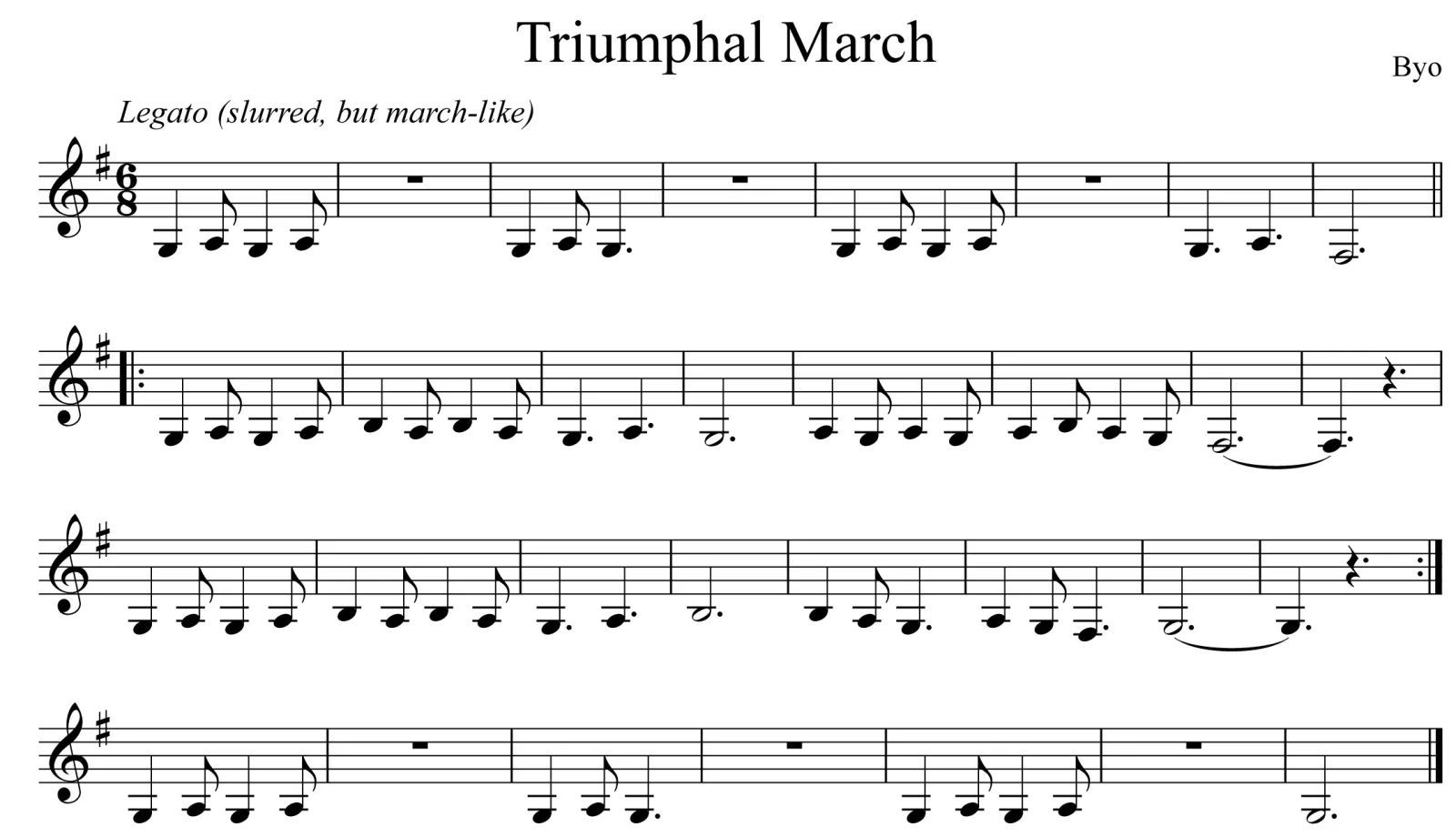 Triumphal March Music Notation Clarinet