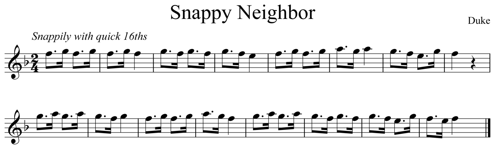 Snappy Neighbor Music Notation 