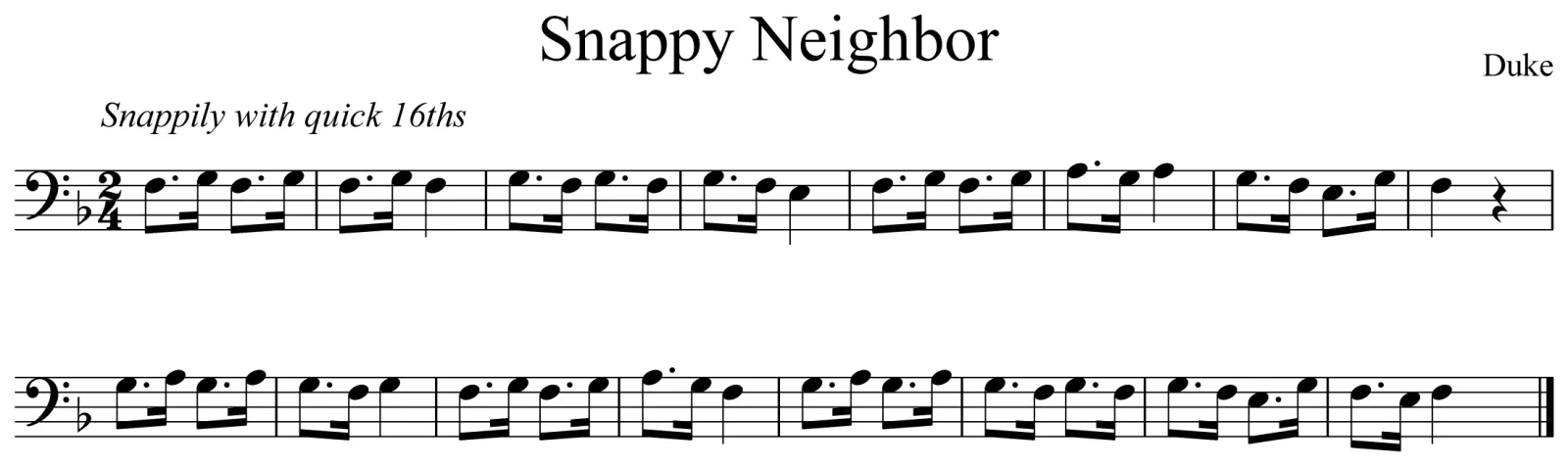 Snappy Neighbor Music Notation Trombone