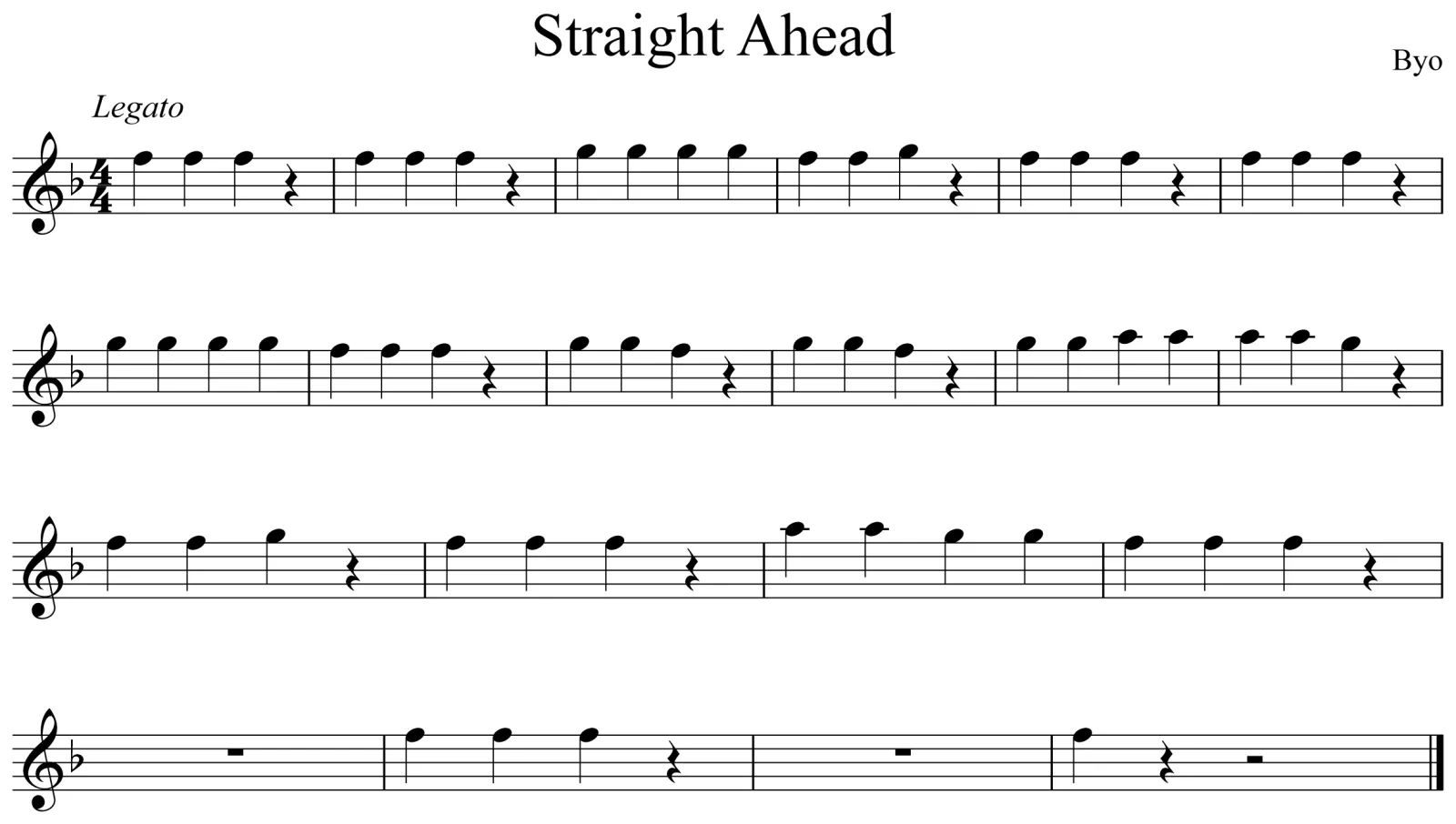 Straight Ahead Music Notation Flute