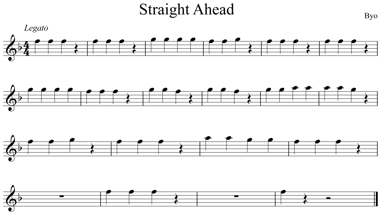 Straight Ahead Music Notation Flute