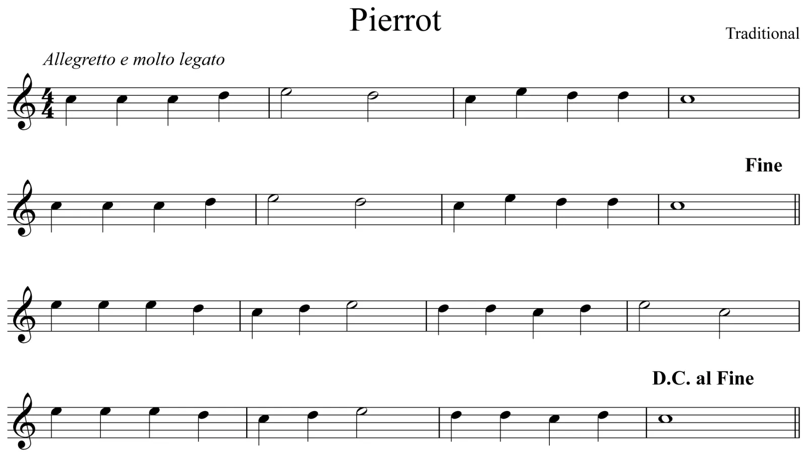 Pierrot Music Notation Saxophone