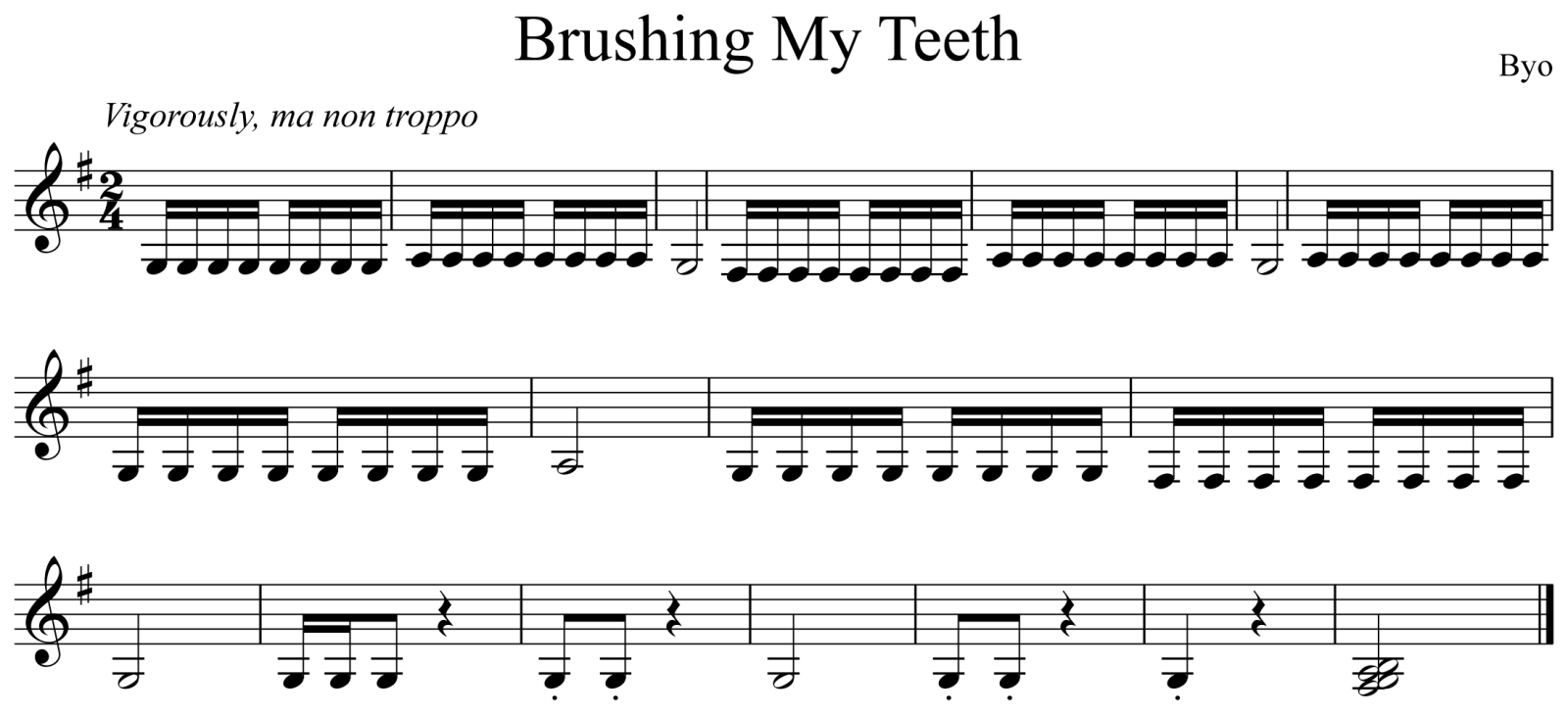 Brushing My Teeth Notation Clarinet