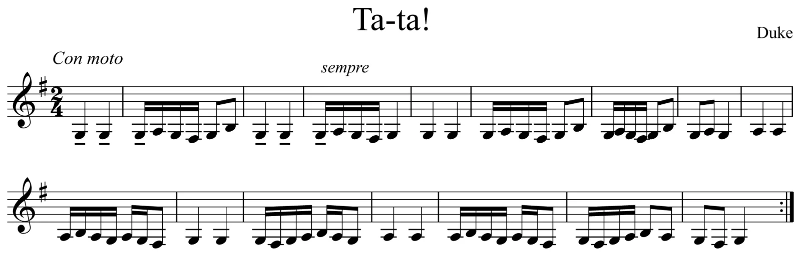 Ta-ta! Notation Clarinet