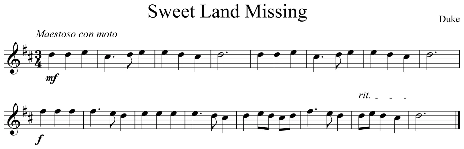 Sweet Land Missing Notation Saxophone