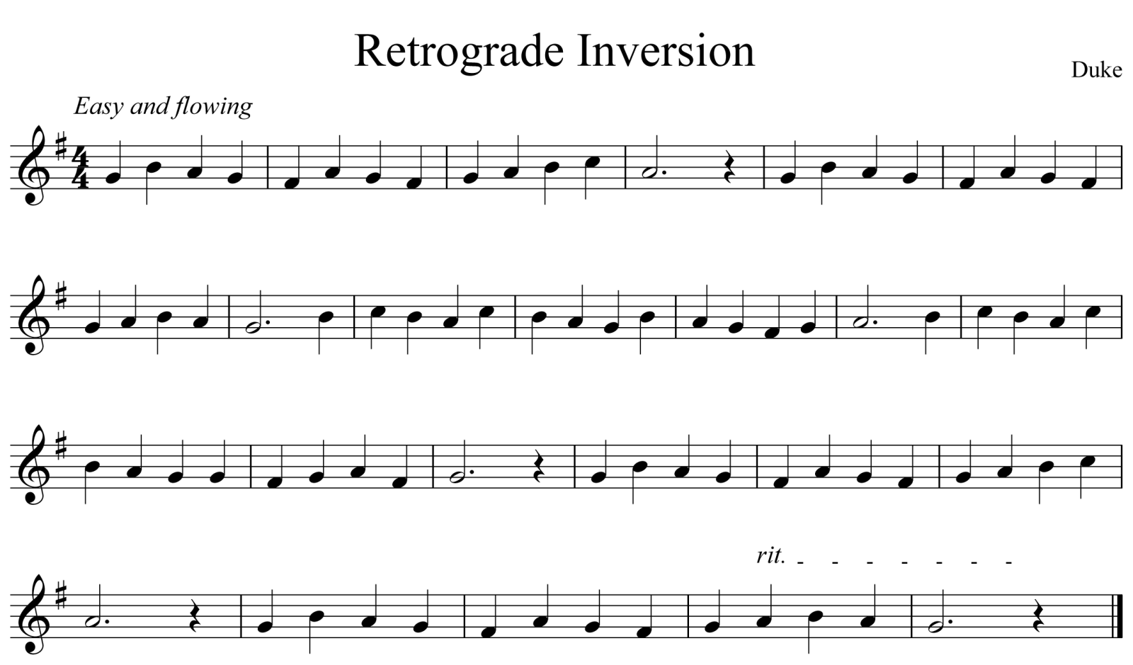 Retrograde Inversion Notation Trumpet