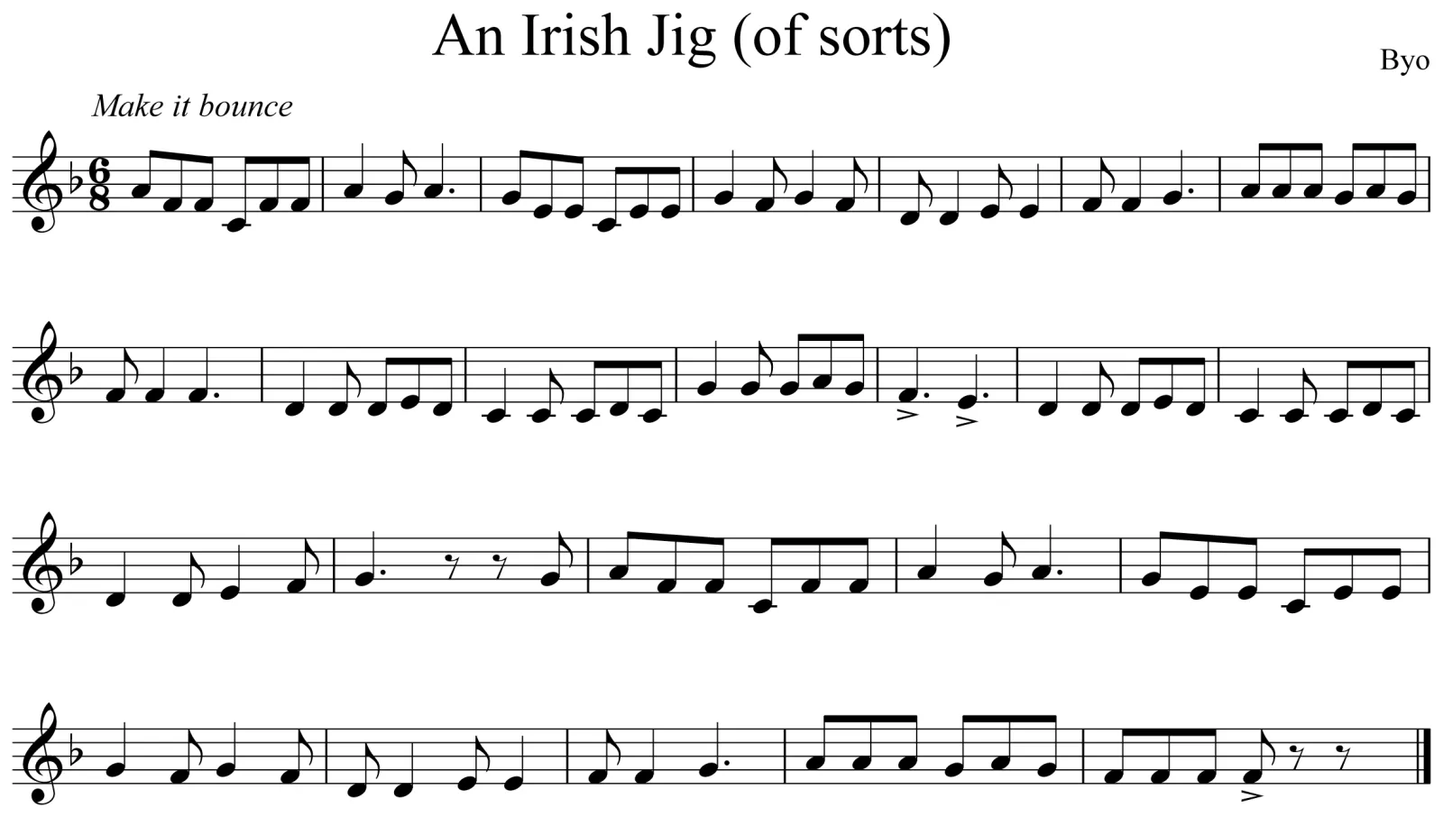 An Irish Jig (of sorts) Notation Trumpet