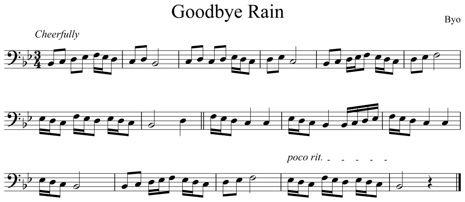 Goodbye Rain Notation Trombone