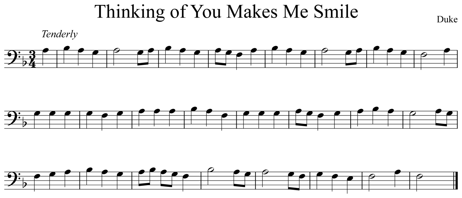 Thinking of You Makes Me Smile Notation Euphonium