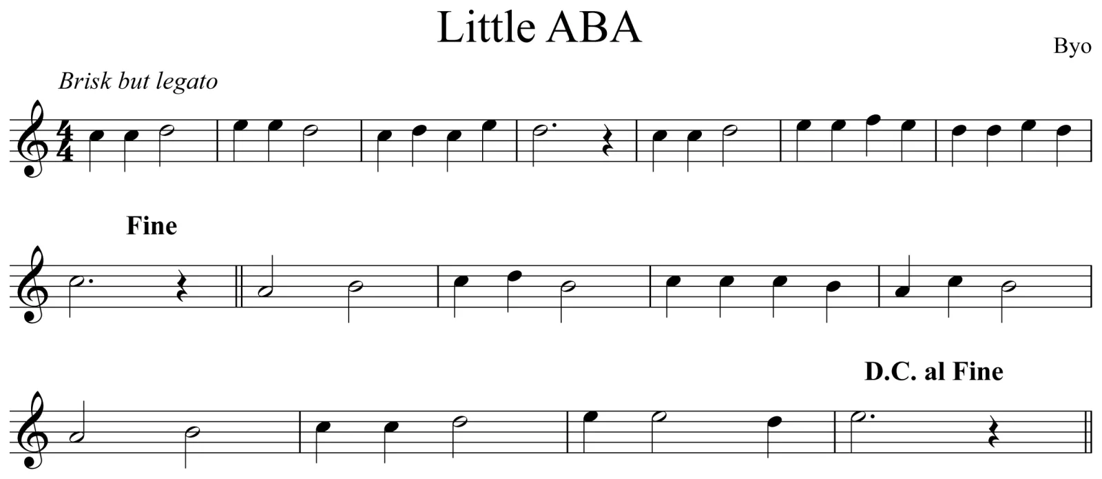 Little ABA Notation Saxophone