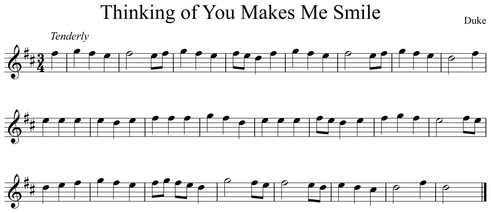 Thinking of You Makes Me Smile Notation Saxohpone